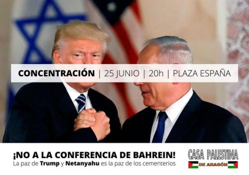 cartel-concentracion-contra-la-Conferencia-de-Bahrein-junio-2019