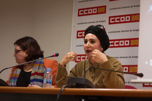 charla-sobre-la-mujer-palestina-con-Alejandra-Ortega-Secretaria-de-Internacional-de-CCOO-y-a-Yaman-Ateeq-Casa-Palestina-de-Aragon-febrero-2019